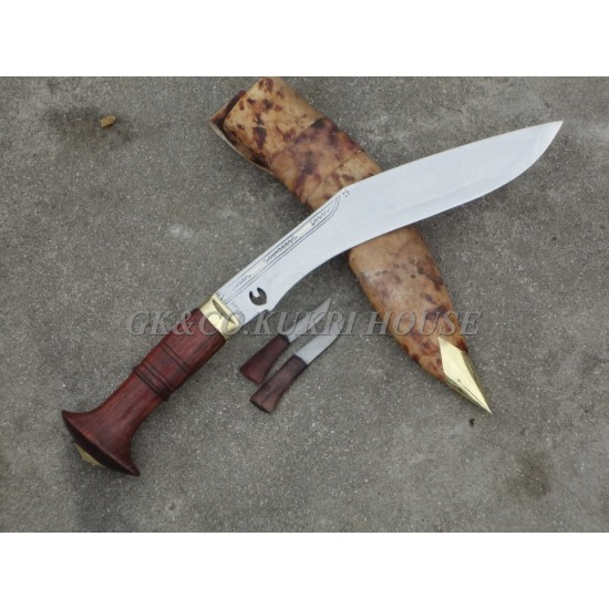  Genuine Gurkha Kukri Knife - 10. Inch Blade Chainpure Village Wooden Handle Kukri - Handmade by GK&CO. Kukri House in Nepal.