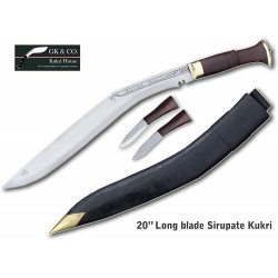  Genuine Gurkha Kukri Knife - 20" Blade  Special  Sirpate Kukri Semi-polished Knife - Handmade by GK&CO. Kukri House in Nepal.