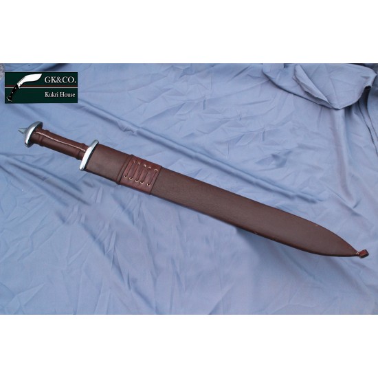 Genuine Gurkha-24 inches Hand Forged Viking Sword- Etching on Blade Sword-Greek Norseman Sword-Full Tang-Tempered-Forged-Nepal